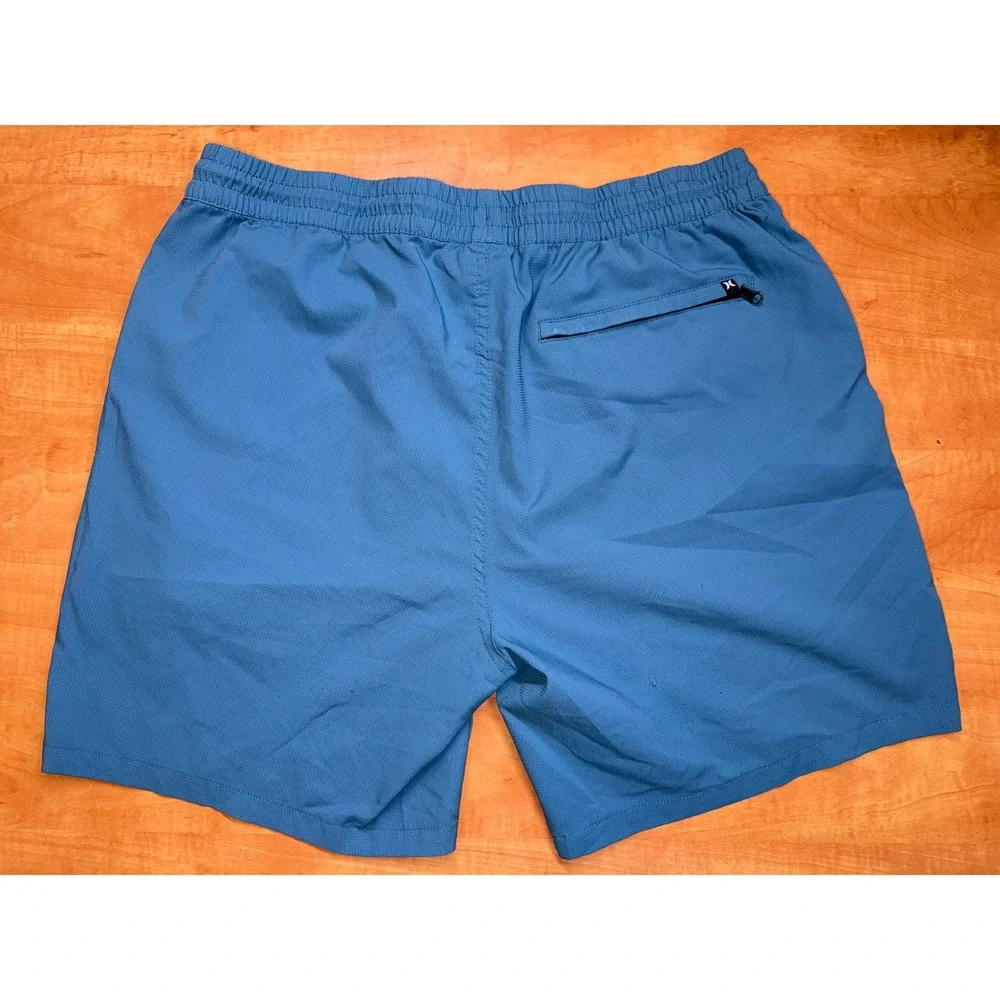 Hurley Mens‎ Blue Grid Textured Board Shorts Size Large Athletic Swim Trunks